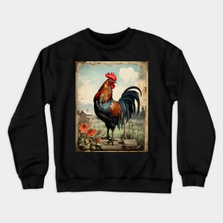 Beautiful Vintage Rooster Art | Classic Country Charm and Timeless Elegance Crewneck Sweatshirt